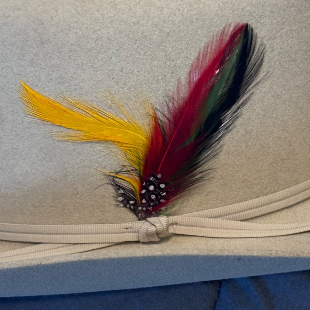 Stetson Light Cream Cowboy Hat with Feather Accent - Picture 4 of 9